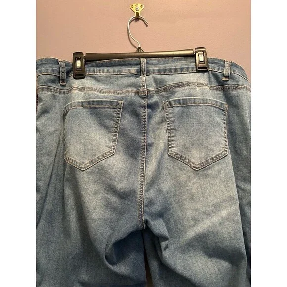 Ashley Stewart Jeans Womens Plus Size 16 Blue Skinny Pearl Beaded Stripe - Picture 7 of 9